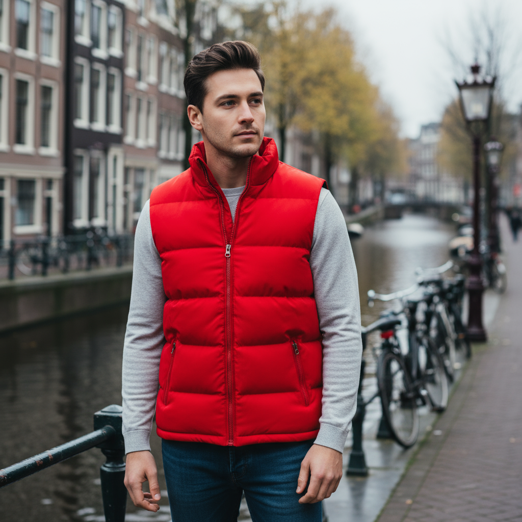 Adam – Heren Gewatteerde Bodywarmer | Waterafstotend en Comfortabel-Basser-Rood-M-Basser