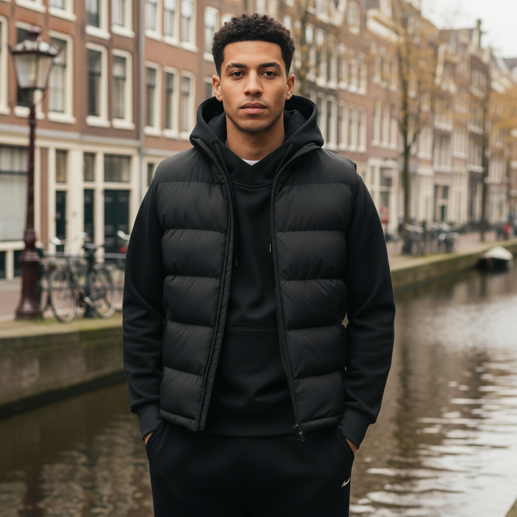 Adam – Heren Gewatteerde Bodywarmer | Waterafstotend en Comfortabel-Basser-Zwart-M-Basser