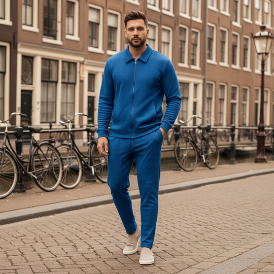 Adrian – Heren Set | Stijlvolle Wafelstructuur met Comfort Fit-Basser-Blauw-S-Basser