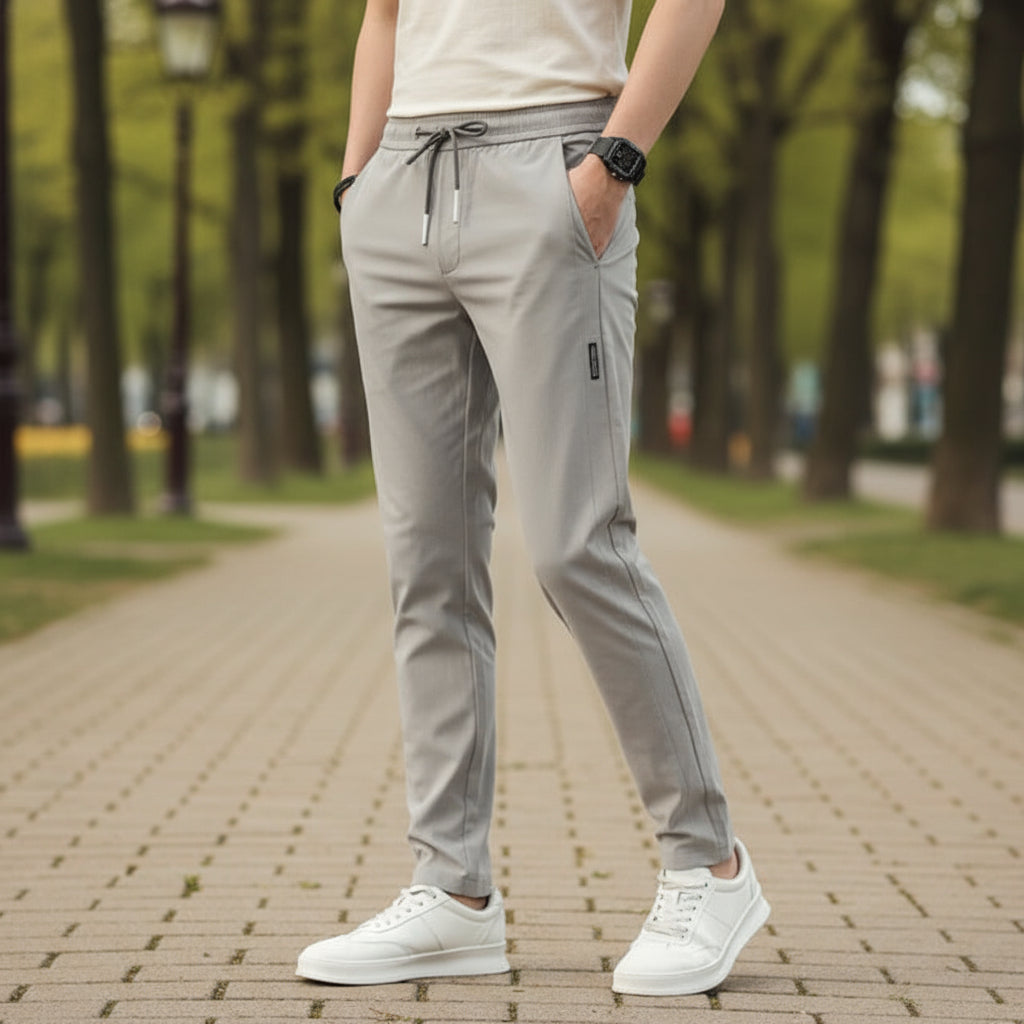 Alexander – Heren Chino Broek | Verzorgde Pasvorm en Tijdloos Design-Basser-Grijs-M-Basser