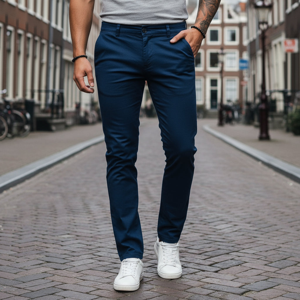 Aron – Heren Pantalon | Slim Fit Met Moderne Pasvorm en Rechte Pijpen-Basser-Basser