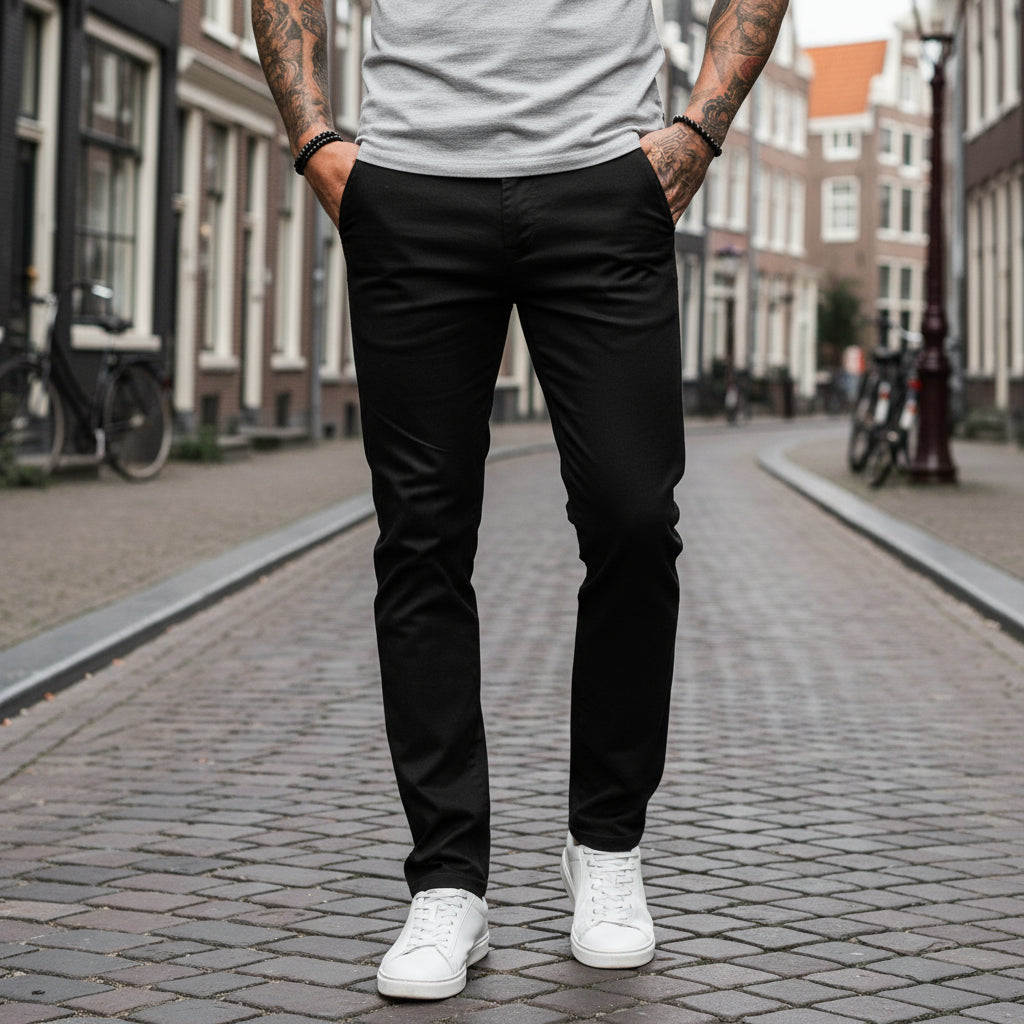 Aron – Heren Pantalon | Slim Fit Met Moderne Pasvorm en Rechte Pijpen-Basser-Basser