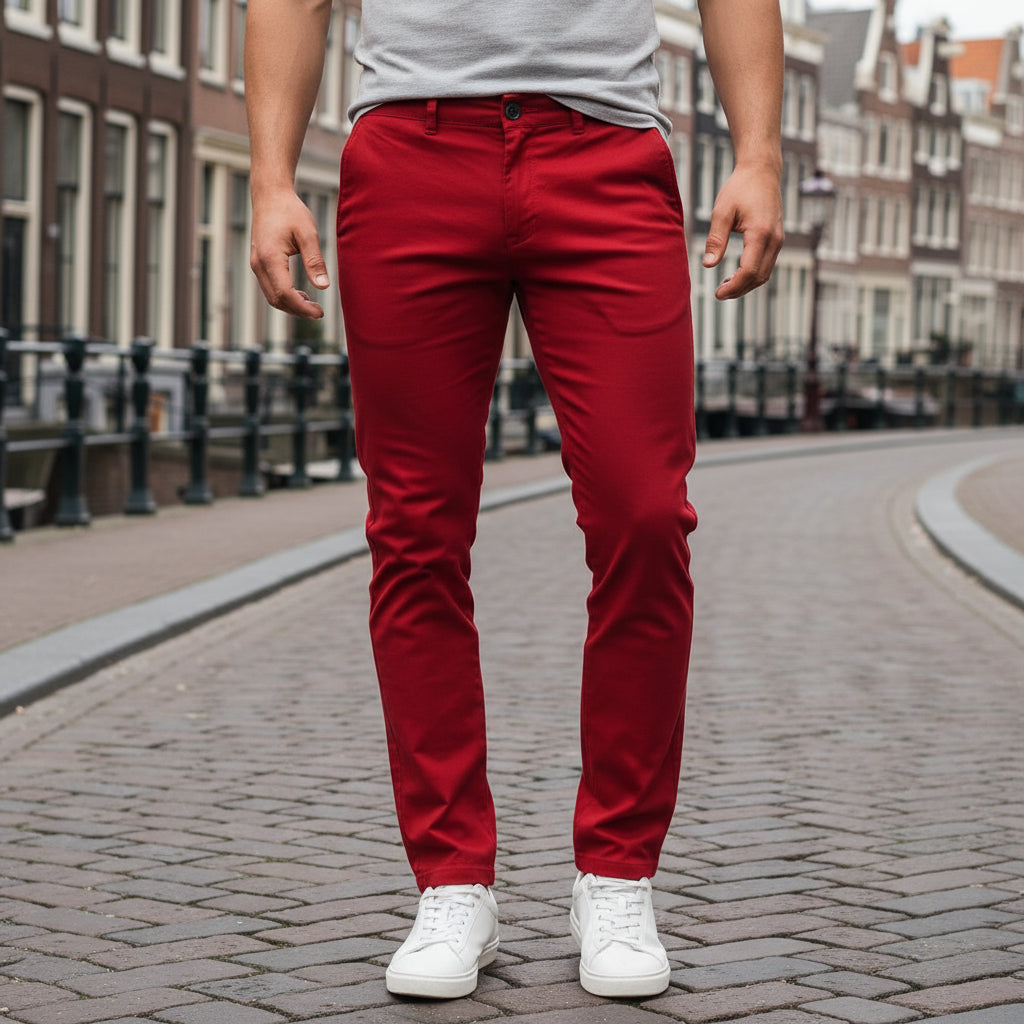 Aron – Heren Pantalon | Slim Fit Met Moderne Pasvorm en Rechte Pijpen-Basser-Basser