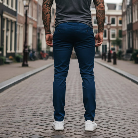 Aron – Heren Pantalon | Slim Fit Met Moderne Pasvorm en Rechte Pijpen-Basser-Blauw-S-Basser
