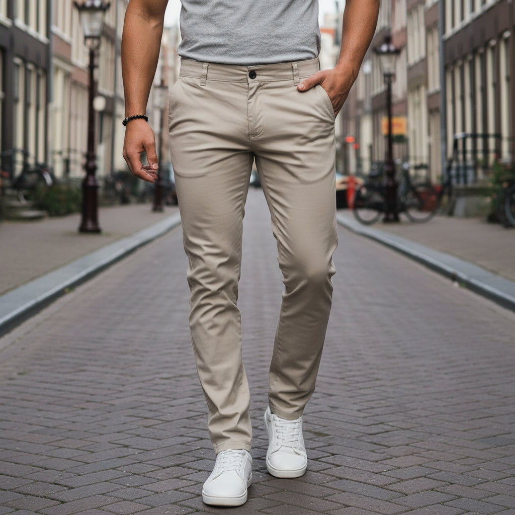 Aron – Heren Pantalon | Slim Fit Met Moderne Pasvorm en Rechte Pijpen-Basser-Basser