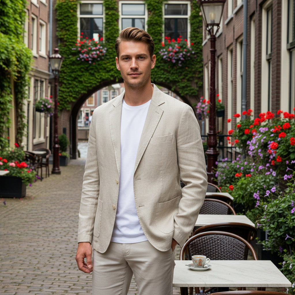 Basser - Heren Blazer | Lichtgewicht Ontwerp-Basser-Beige-M-Basser
