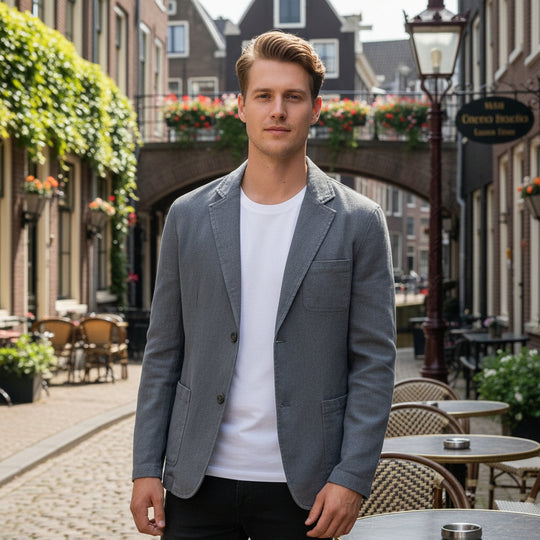 Basser - Heren Blazer | Lichtgewicht Ontwerp-Basser-Grijs-M-Basser
