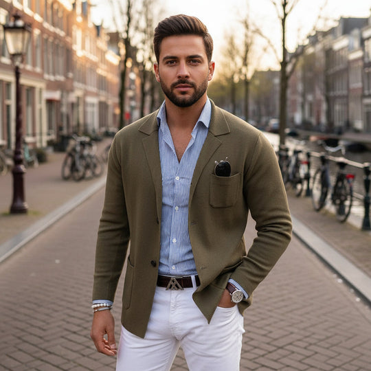 Basser - Heren Blazer | Moderne Snit-Basser-Beige-M-Basser