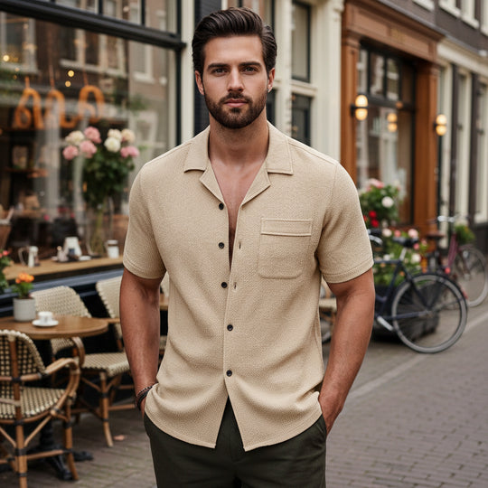 Basser - Heren Blouse | Luchtig Ontwerp-Basser-Abrikoos-S-Basser
