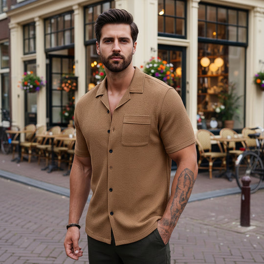 Basser - Heren Blouse | Luchtig Ontwerp-Basser-Bruin-S-Basser