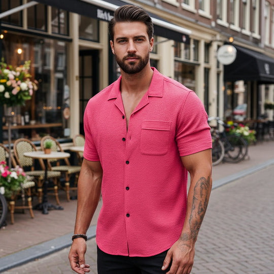 Basser - Heren Blouse | Luchtig Ontwerp-Basser-Fel roze-S-Basser