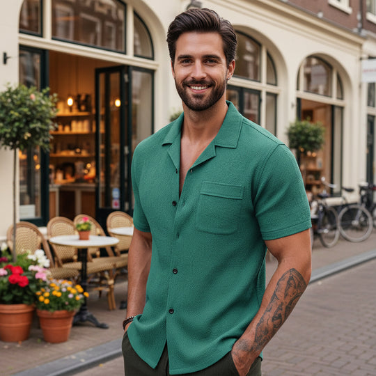 Basser - Heren Blouse | Luchtig Ontwerp-Basser-Groen-S-Basser