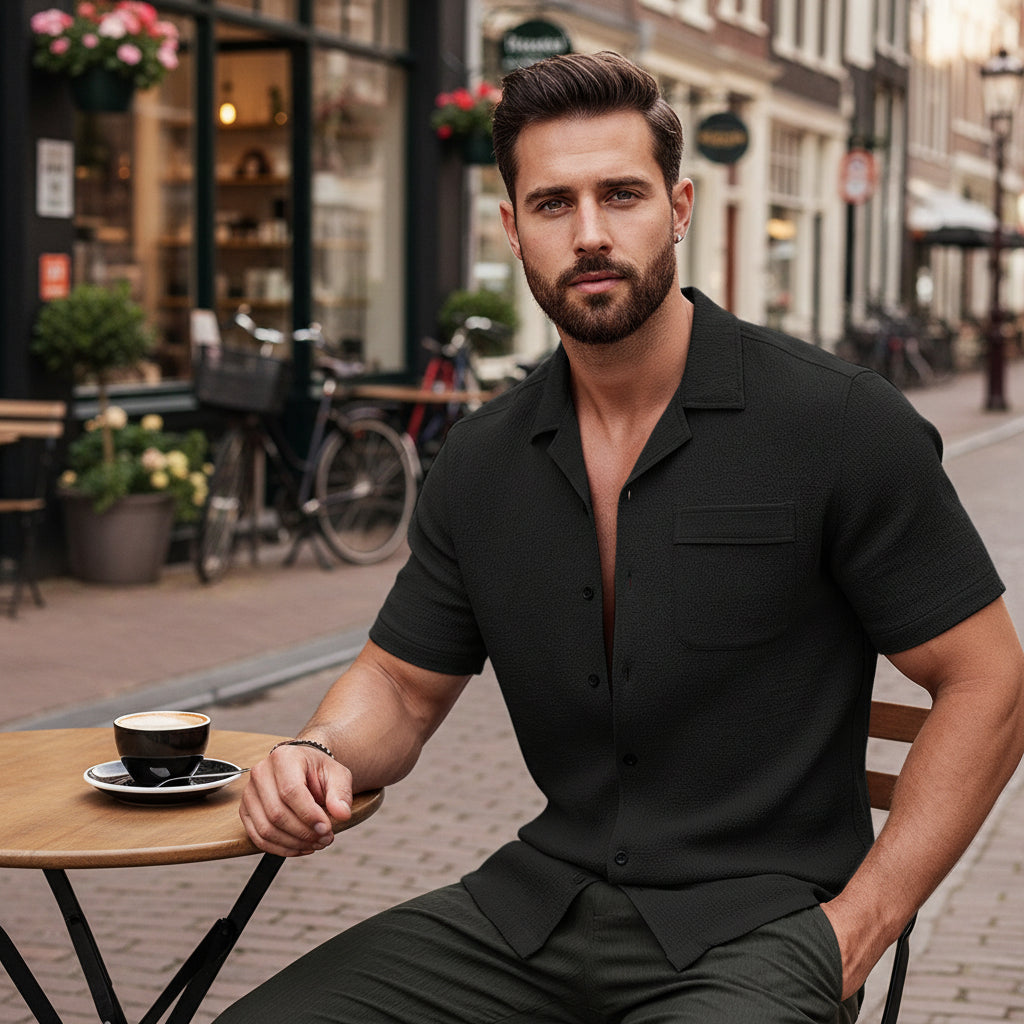 Basser - Heren Blouse | Luchtig Ontwerp-Basser-Zwart-S-Basser