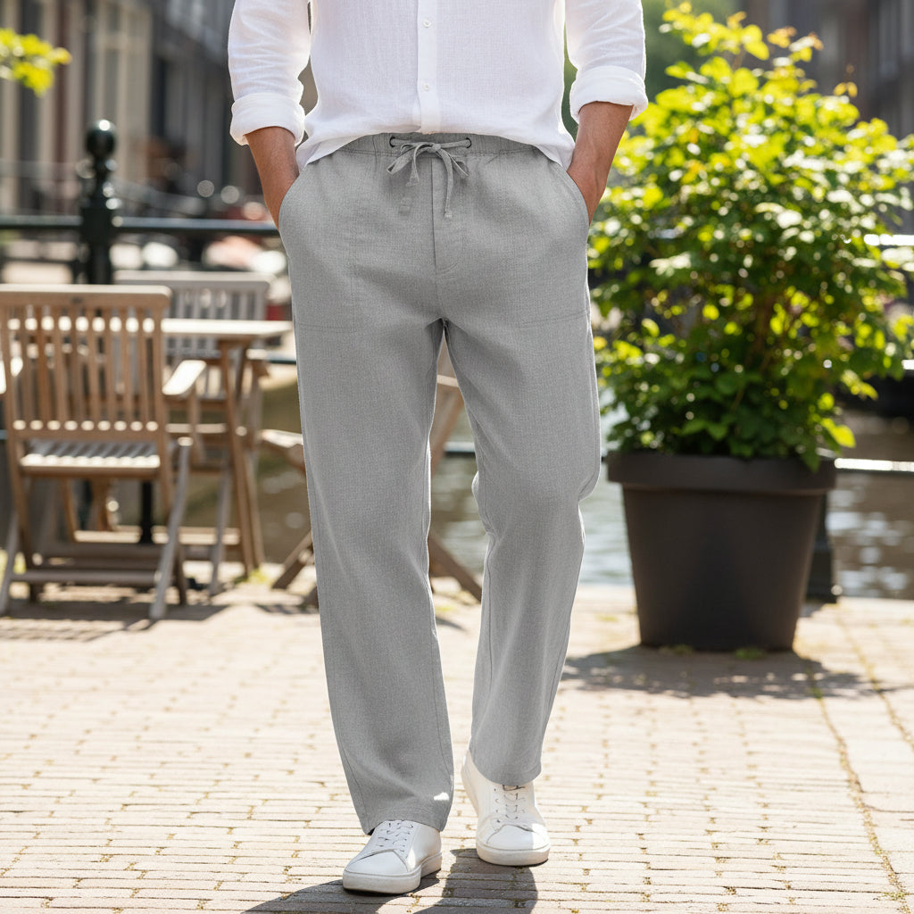 Basser - Heren Broek | Luchtig Design-Casual Broeken-Basser-Donker grijs-S-Basser