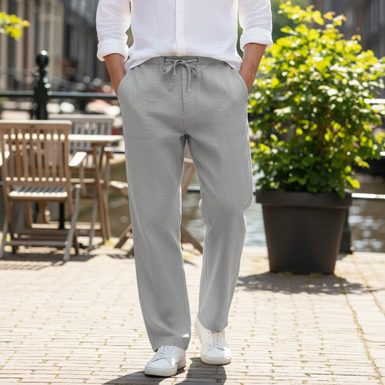 Basser - Heren Broek | Luchtig Design-Casual Broeken-Basser-Donker grijs-S-Basser