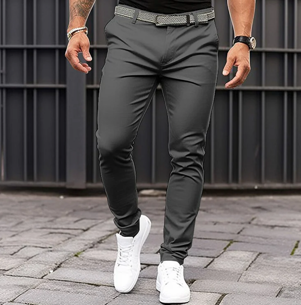 Basser - Heren Broek | Moderne Pasvorm-Basser-Donkergrijs-S-Basser