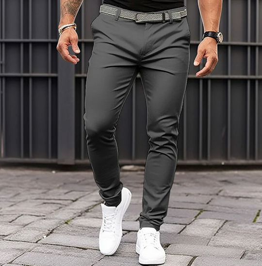 Basser - Heren Broek | Moderne Pasvorm-Basser-Donkergrijs-S-Basser