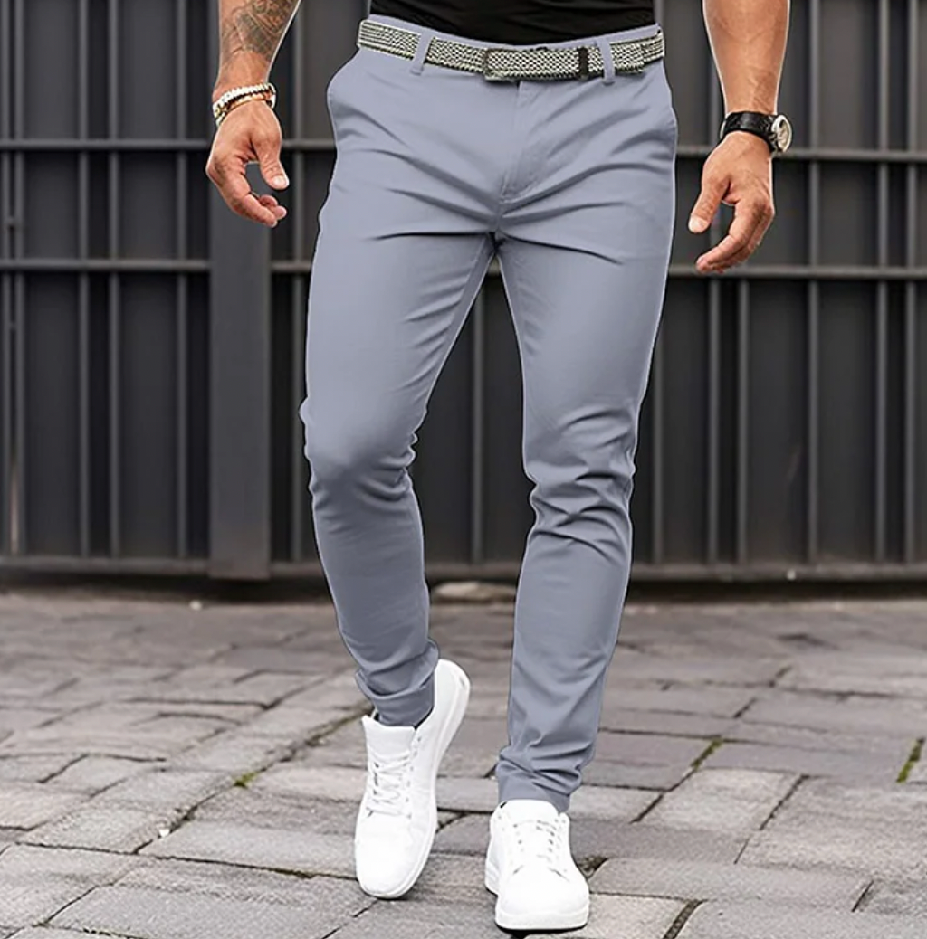 Basser - Heren Broek | Moderne Pasvorm-Basser-Lichtgrijs-S-Basser