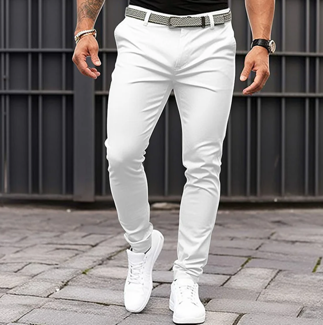Basser - Heren Broek | Moderne Pasvorm-Basser-Wit-S-Basser