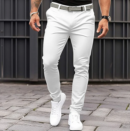 Basser - Heren Broek | Moderne Pasvorm-Basser-Wit-S-Basser
