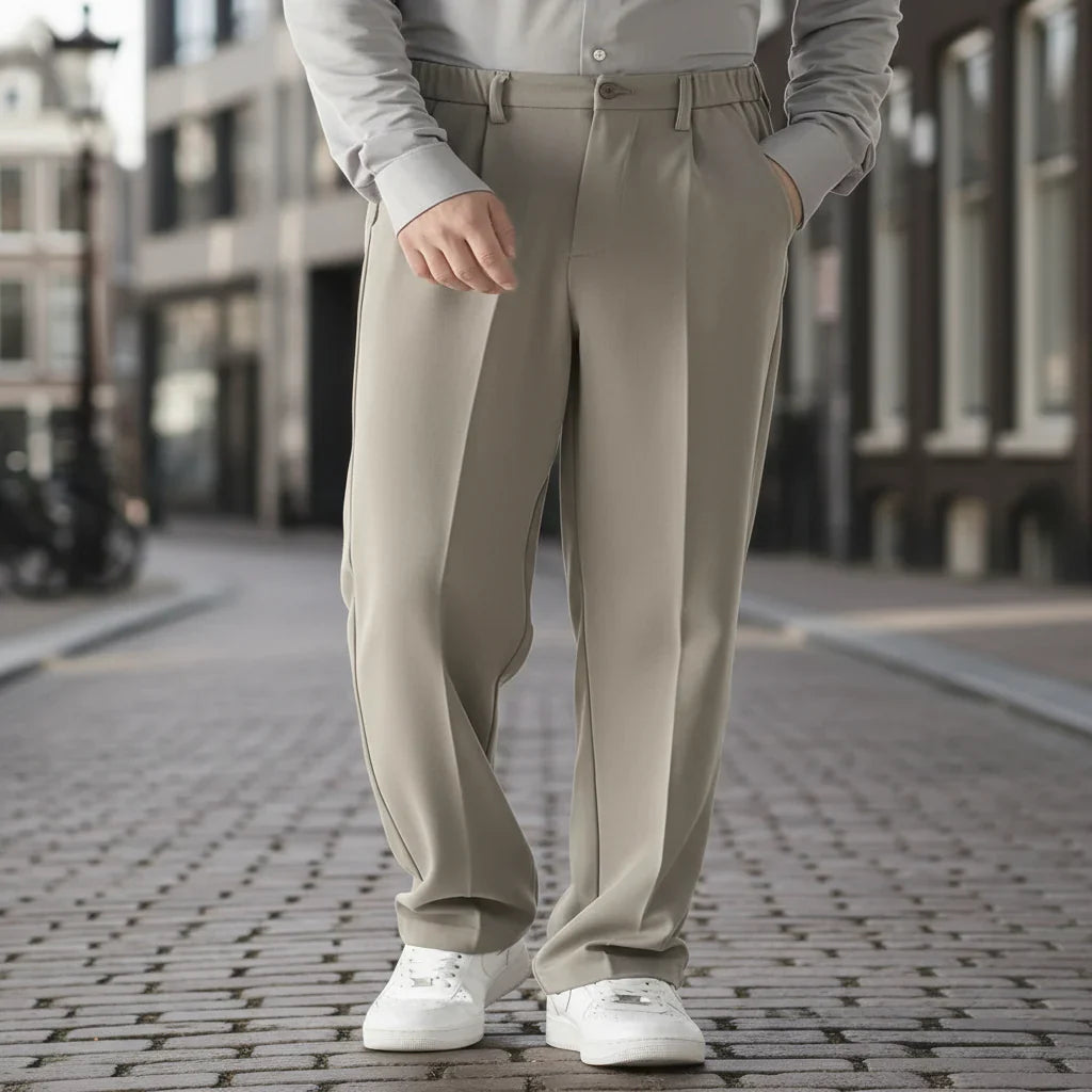 Basser - Heren Broek | Nette Slim Fit-Basser-Khaki-S-Basser