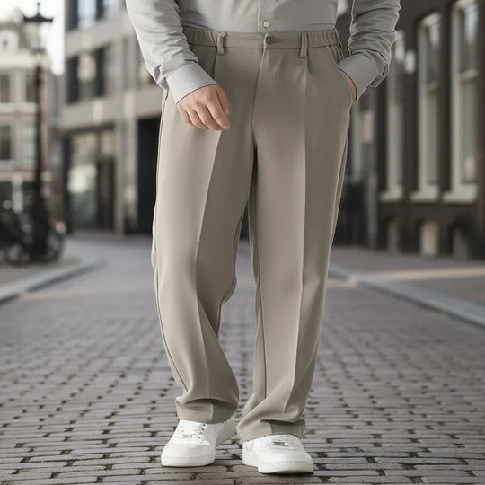 Basser - Heren Broek | Nette Slim Fit-Basser-Khaki-S-Basser