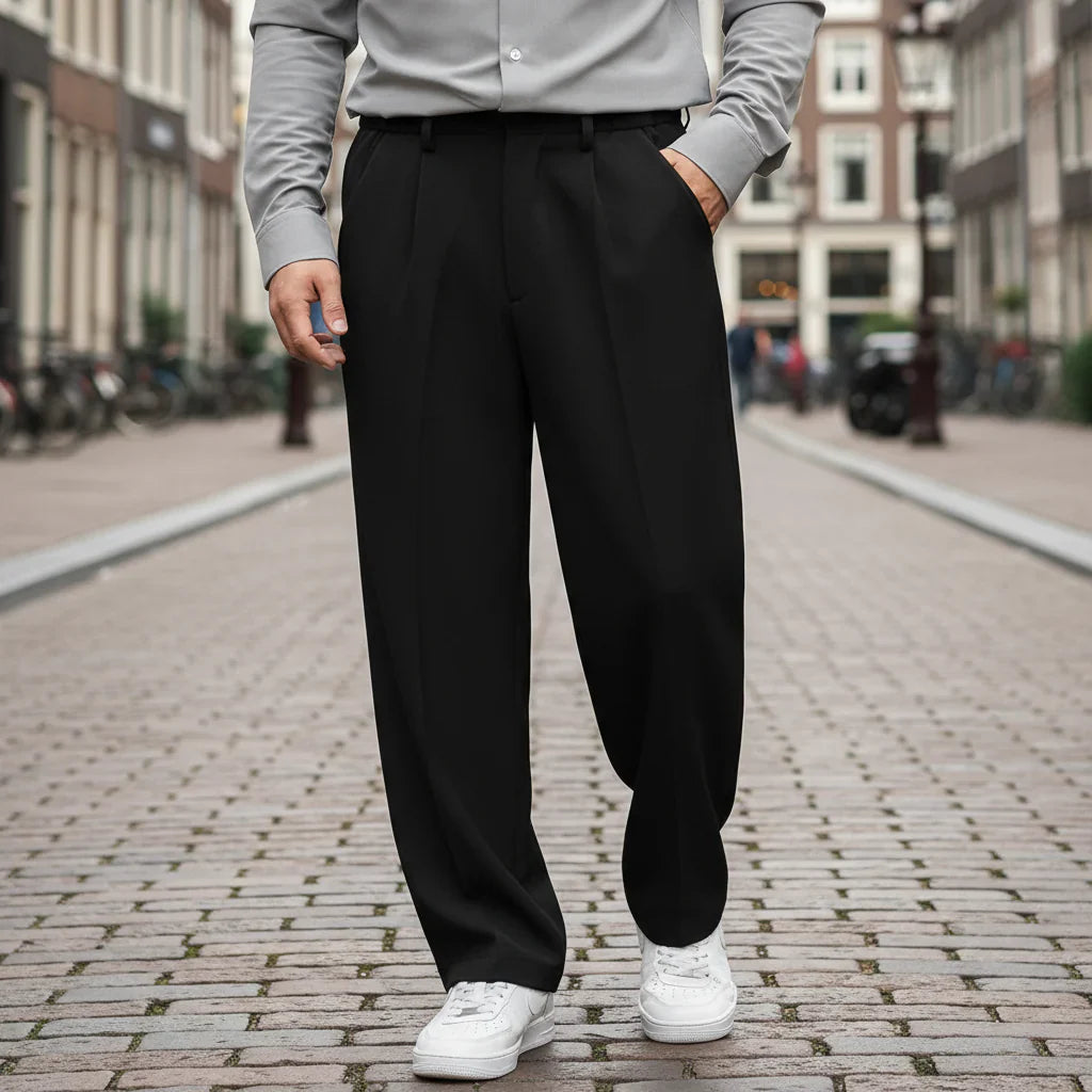 Basser - Heren Broek | Nette Slim Fit-Basser-Zwart-S-Basser