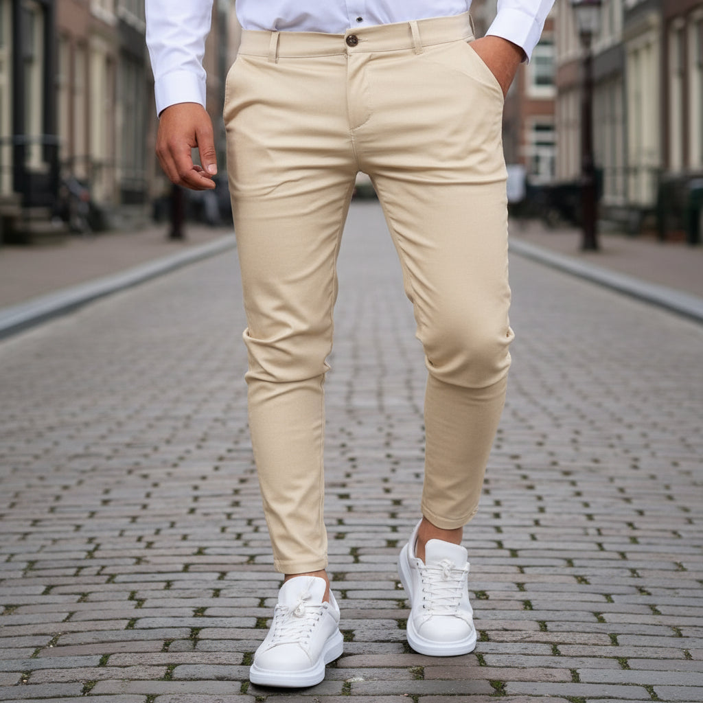 Basser - Heren Broek | Slim-Fit Chino-Basser-Beige-XS-Basser