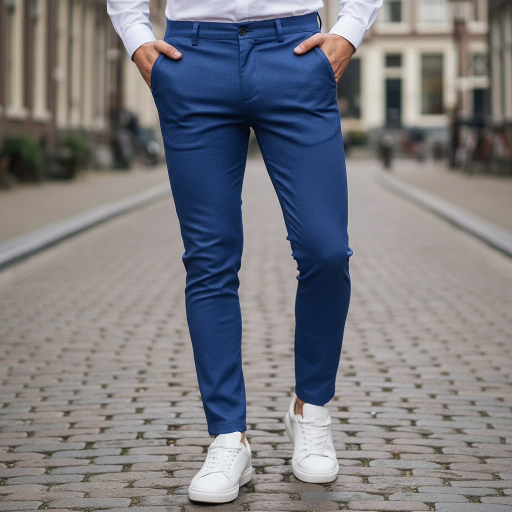 Basser - Heren Broek | Slim-Fit Chino-Basser-Blauw-XS-Basser