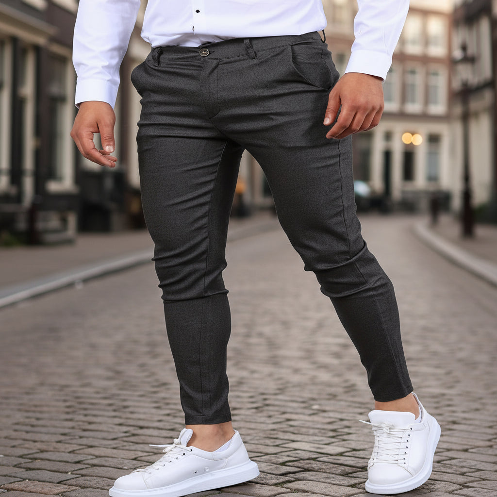 Basser - Heren Broek | Slim-Fit Chino-Basser-Grijs-XS-Basser