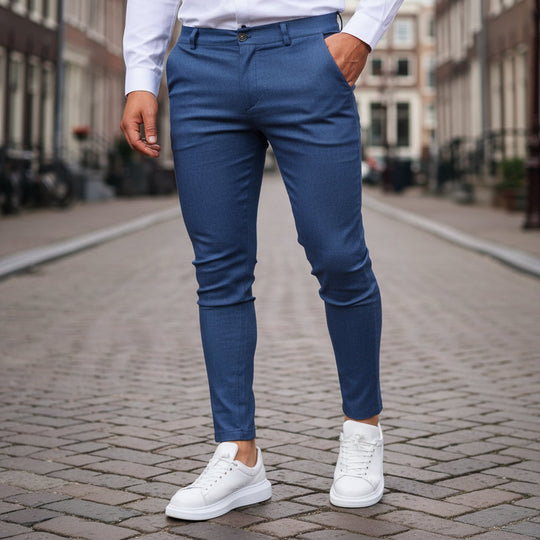 Basser - Heren Broek | Slim-Fit Chino-Basser-Koningsblauw-XS-Basser