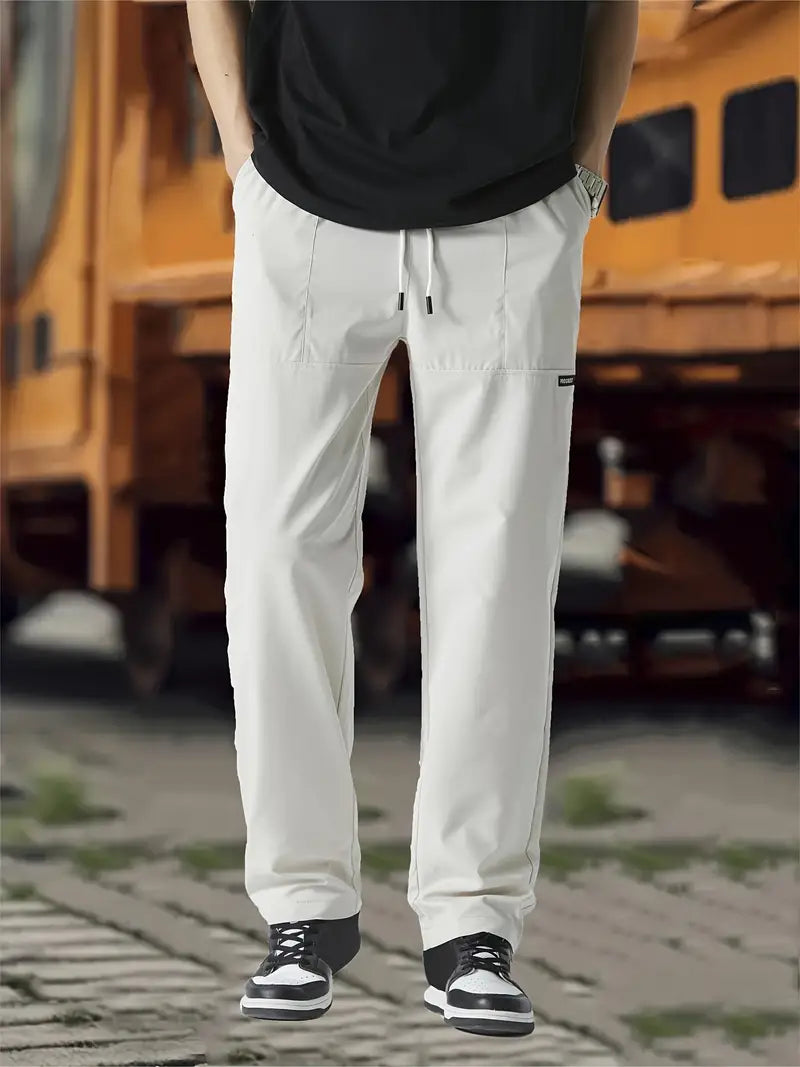 Basser - Heren Joggingbroek | Rechte Pijpen-Basser-Wit-S-Basser