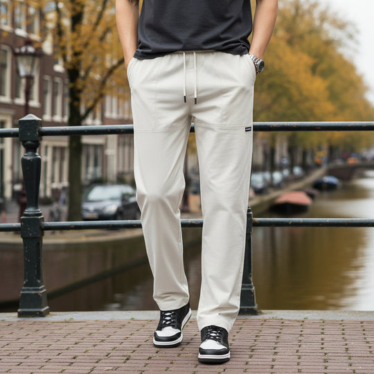 Basser - Heren Joggingbroek | Rechte Pijpen-Basser-Wit-S-Basser