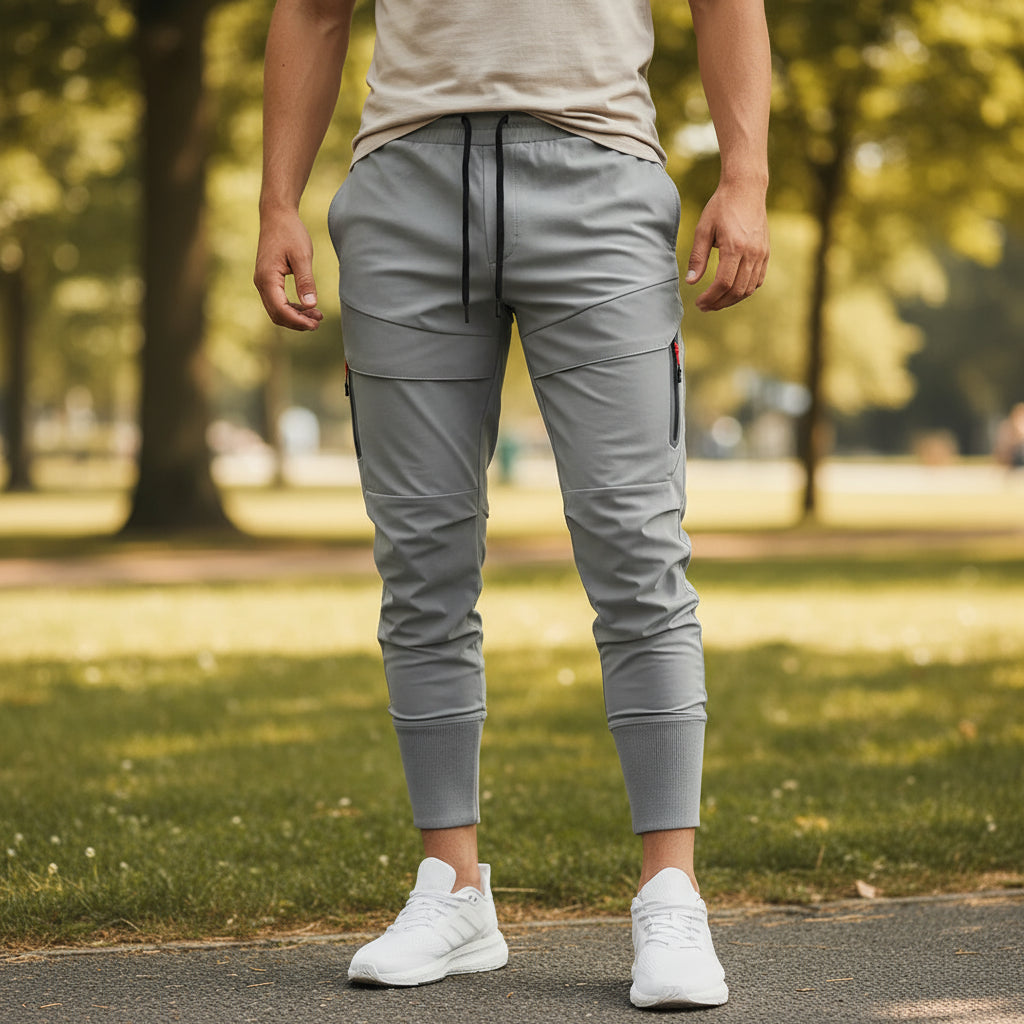 Basser - Heren Joggingbroek | Slanke Pasvorm-Basser-Grijs-S-Basser