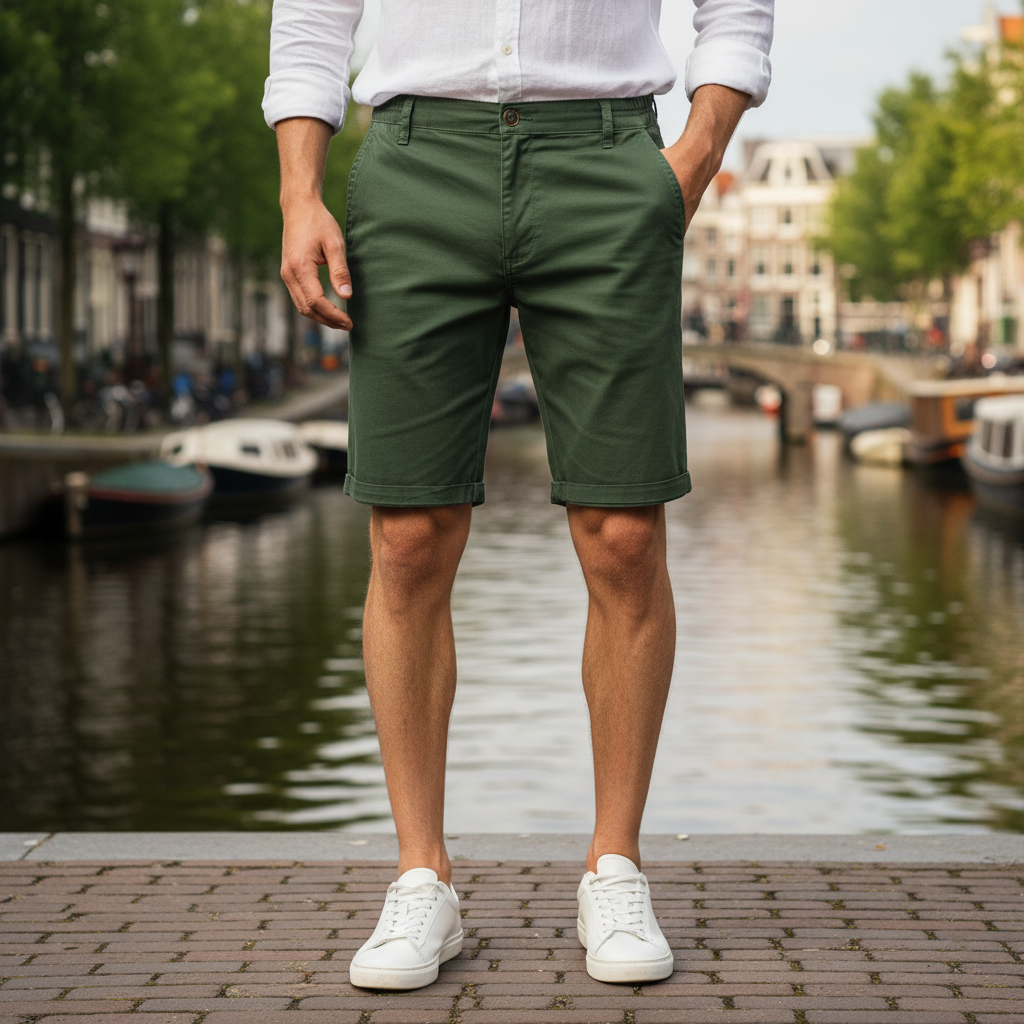 Basser - Heren Korte Broek | Slim Fit-Basser-Groen-M-Basser