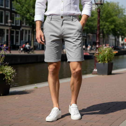 Basser - Heren Korte Broek | Slim Fit-Basser-Lichtgrijs-M-Basser
