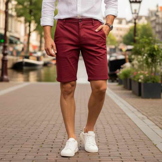 Basser - Heren Korte Broek | Slim Fit-Basser-Rood-M-Basser