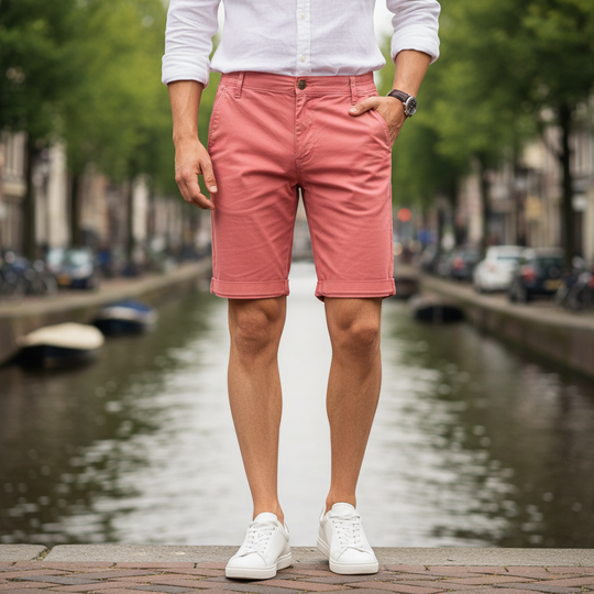 Basser - Heren Korte Broek | Slim Fit-Basser-Roze-M-Basser