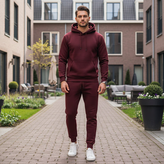 Basser - Heren Lounge Set | Moderne Pasvorm-Basser-Bordeaux-S-Basser