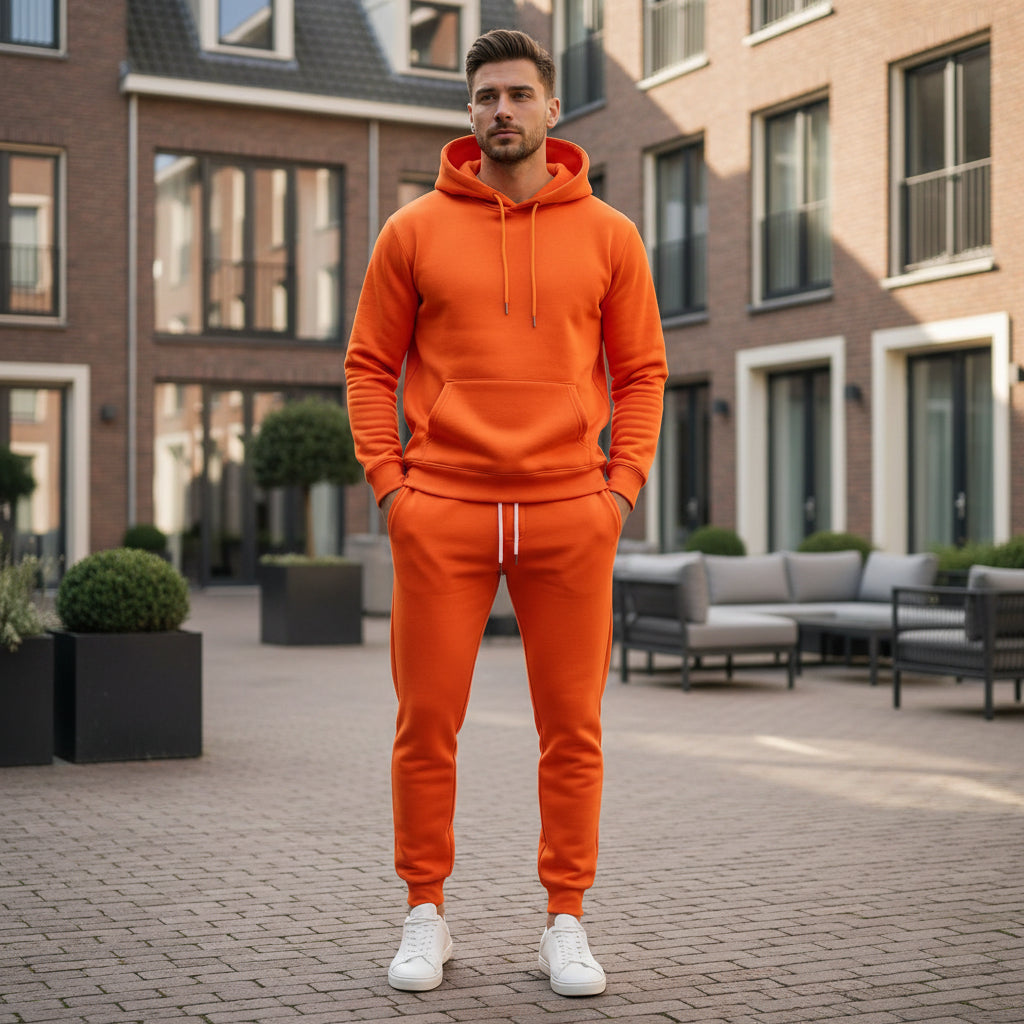 Basser - Heren Lounge Set | Moderne Pasvorm-Basser-Oranje-S-Basser