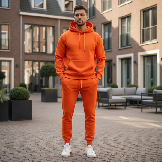 Basser - Heren Lounge Set | Moderne Pasvorm-Basser-Oranje-S-Basser
