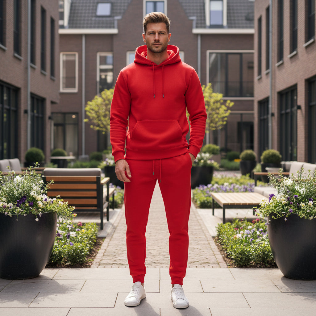 Basser - Heren Lounge Set | Moderne Pasvorm-Basser-Rood-S-Basser