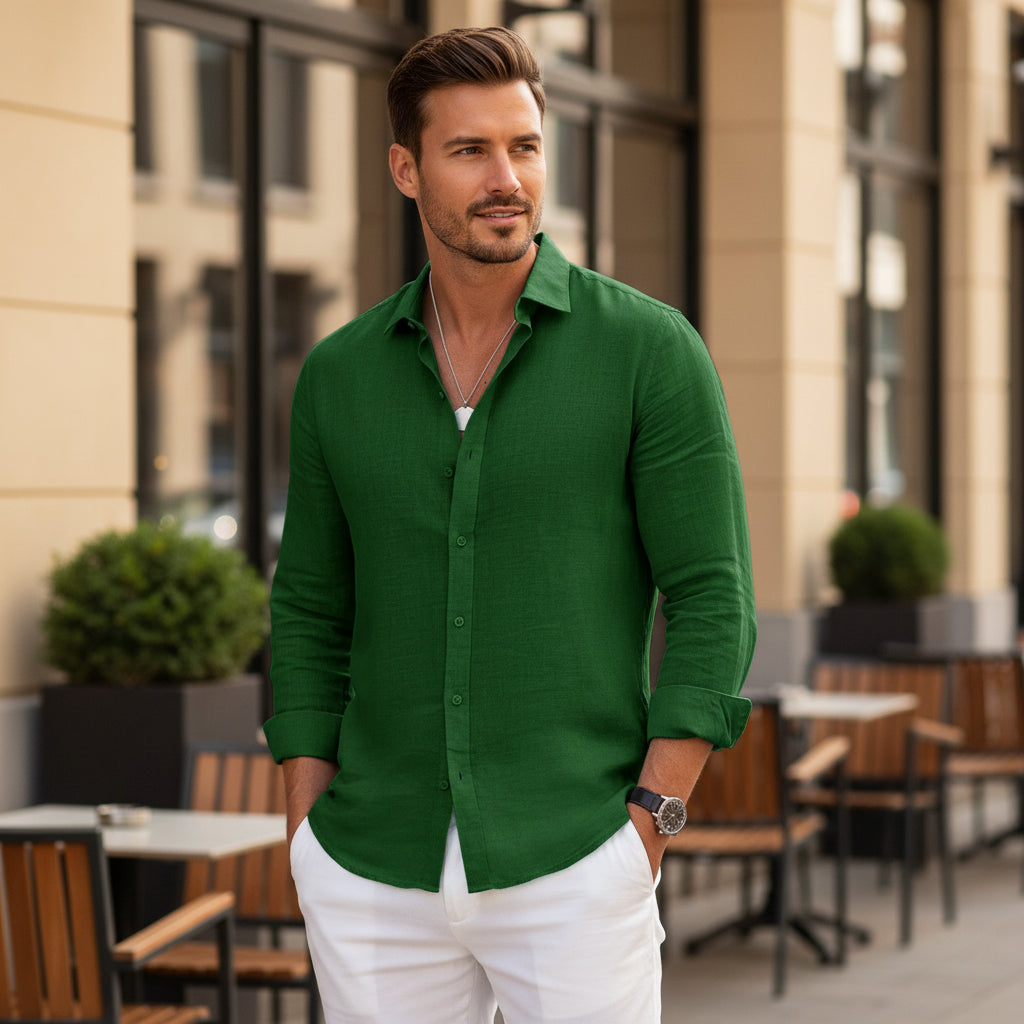 Basser - Heren Overhemd | Ademend Design-Basser-Groen-S-Basser