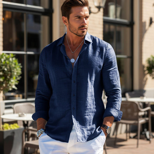 Basser - Heren Overhemd | Ademend Design-Basser-Marineblauw-S-Basser