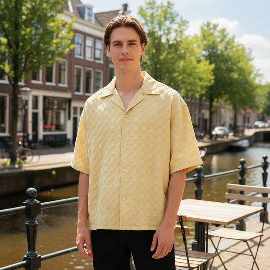 Basser - Heren Overhemd | Oversized Fit-Basser-Geel-S-Basser