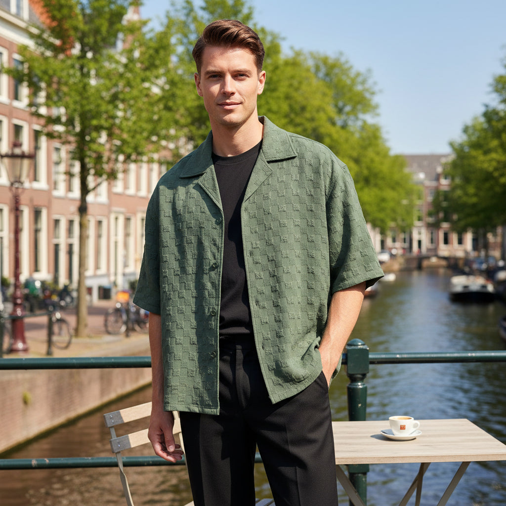 Basser - Heren Overhemd | Oversized Fit-Basser-Legergroen-S-Basser