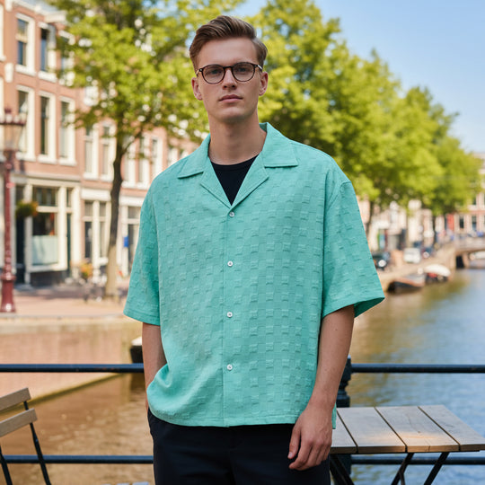 Basser - Heren Overhemd | Oversized Fit-Basser-Turquoise-S-Basser