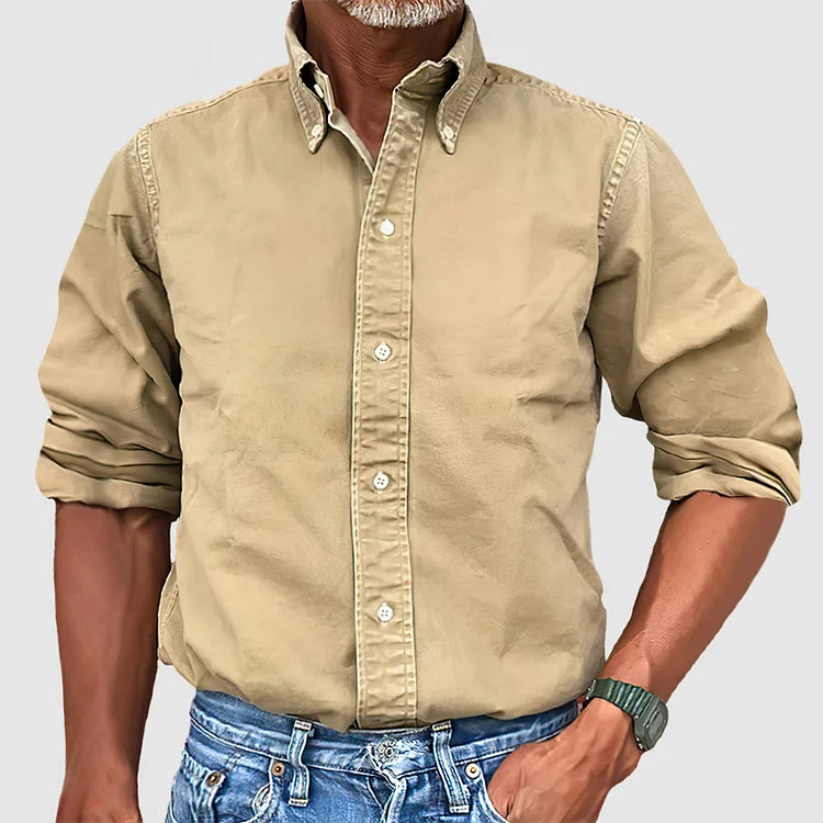 Basser - Heren Overhemd | Perfecte Pasvorm-Basser-Khaki-S-Basser