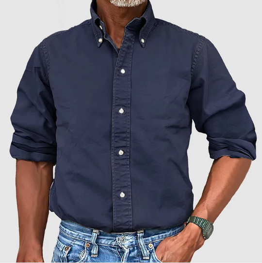 Basser - Heren Overhemd | Perfecte Pasvorm-Basser-Marineblauw-S-Basser