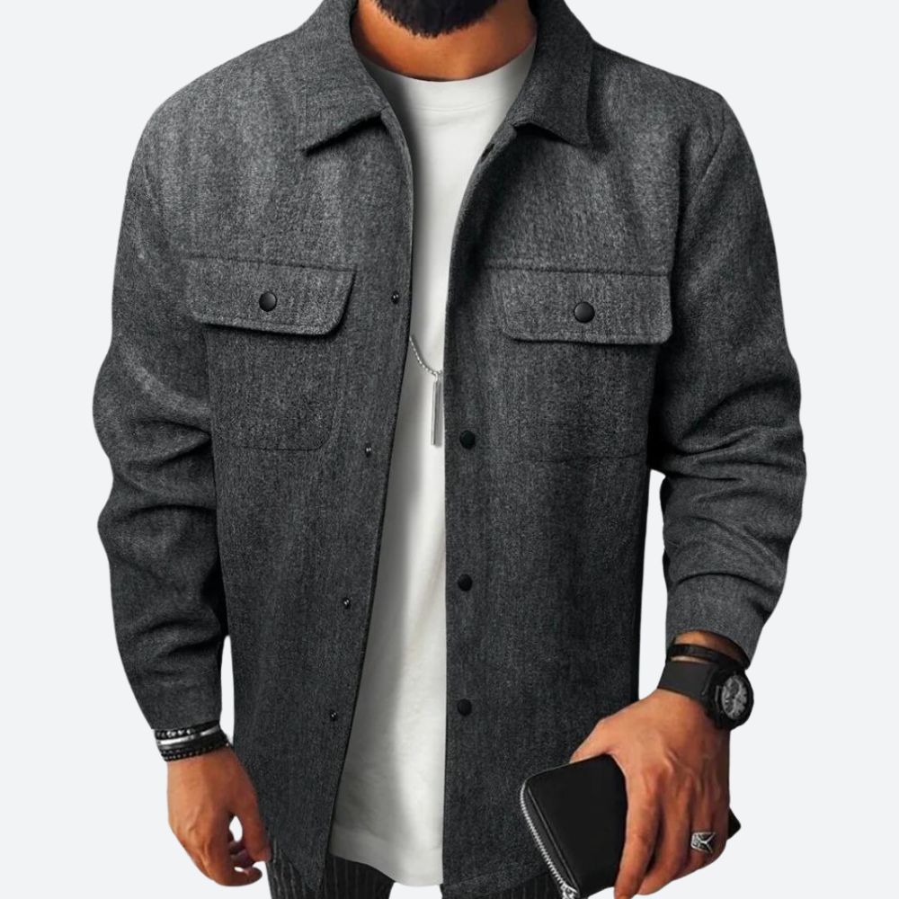 Basser - Heren Overhemd | Relaxed Fit-Basser-Donkergrijs-S-Basser
